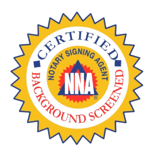NNA Certified and Background Screened Notary Signing Agent badge